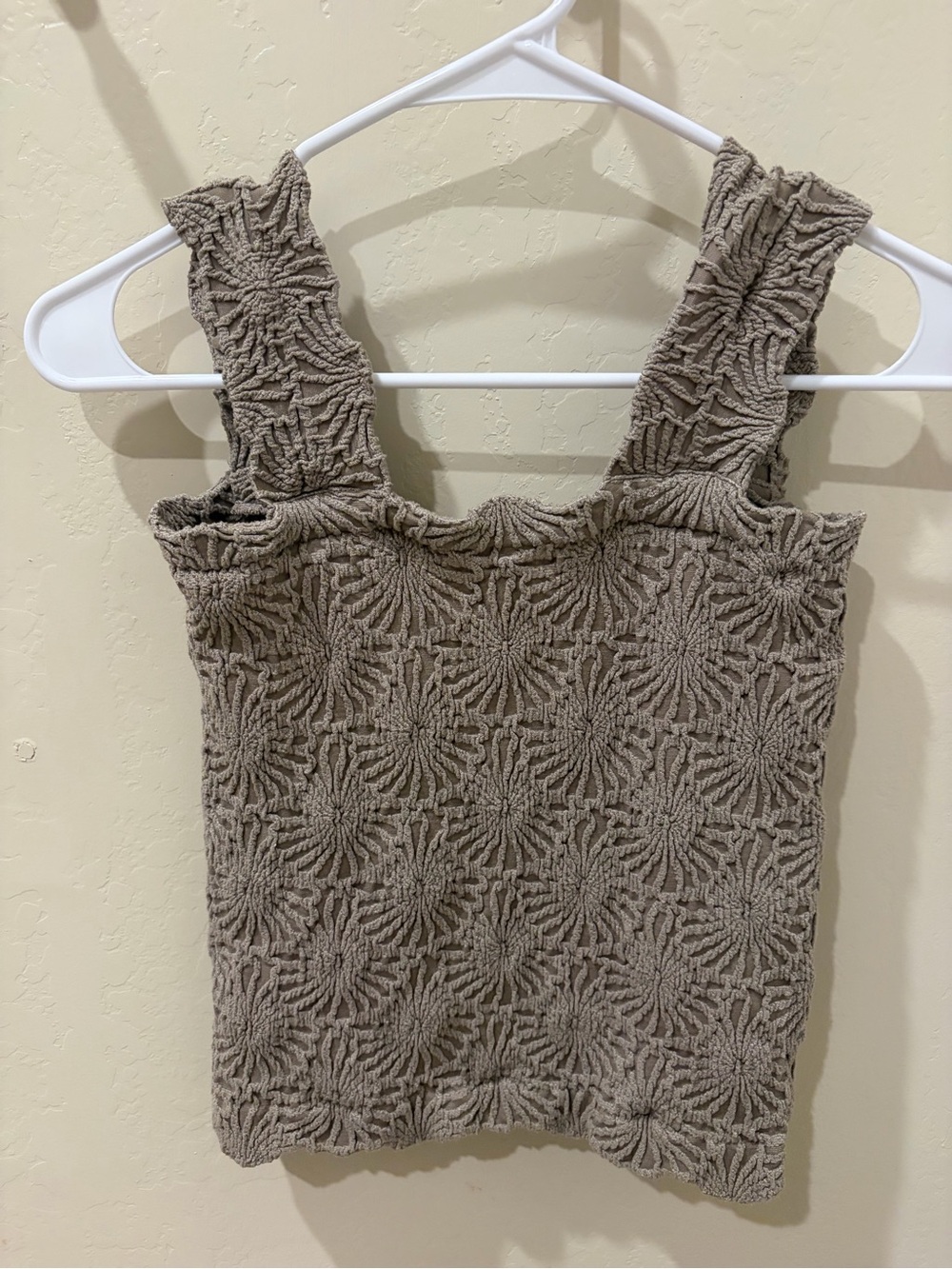 Free People inspired Textured Square Neck Tank Top - Taupe